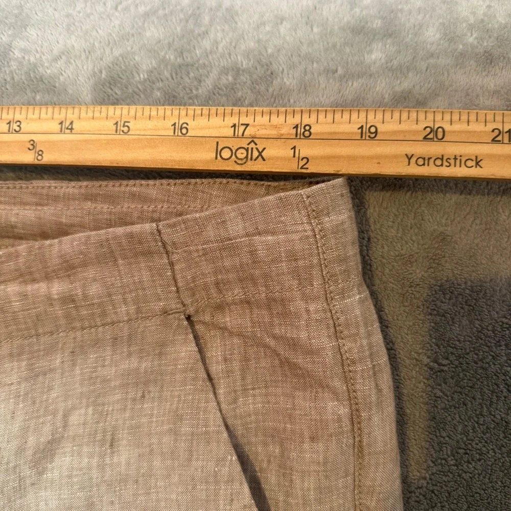 Armani Exchange Cargo Pants Mens 38 Tan Khaki 100% Linen Multi Pocket Utility